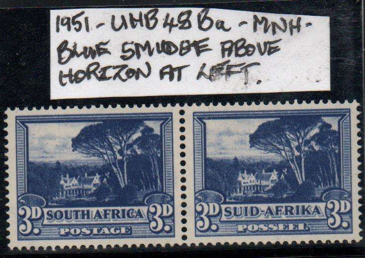1951 Union Hyphenated & Screened Def. 3d pair (scarce dark blue) with variety in MNH-condition