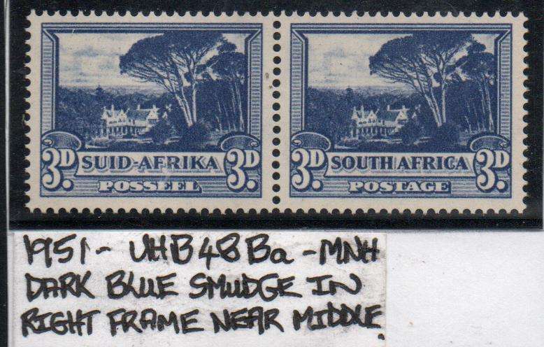 1951 Hyphenated & Screened Definitive 3d-pair (scarce blackish blue) with variety in MNH-condition