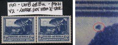1951 Union Hyphenated & Screened Def. 3d pair (scarce dark blue) with listedvariety in MNH-condition