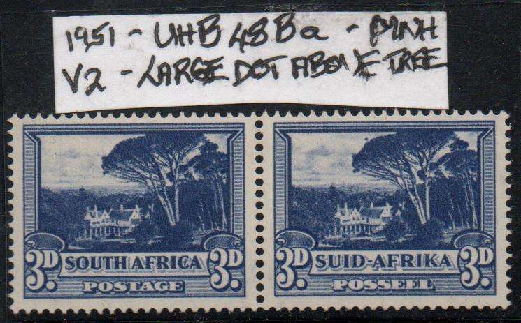 1951 Union Hyphenated & Screened Def. 3d pair (scarce dark blue) with listedvariety in MNH-condition