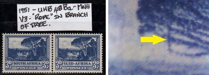 1951 Union Hyphenated & Screened Definitive 3d pair with listed variety in MNH-condition