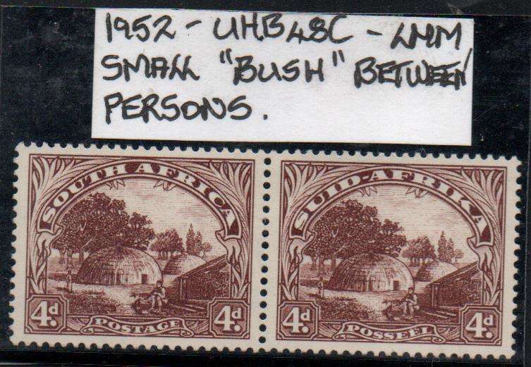 1952 Union Hyphenated & Screened Definitive 4d pair with variety in LMM-condition