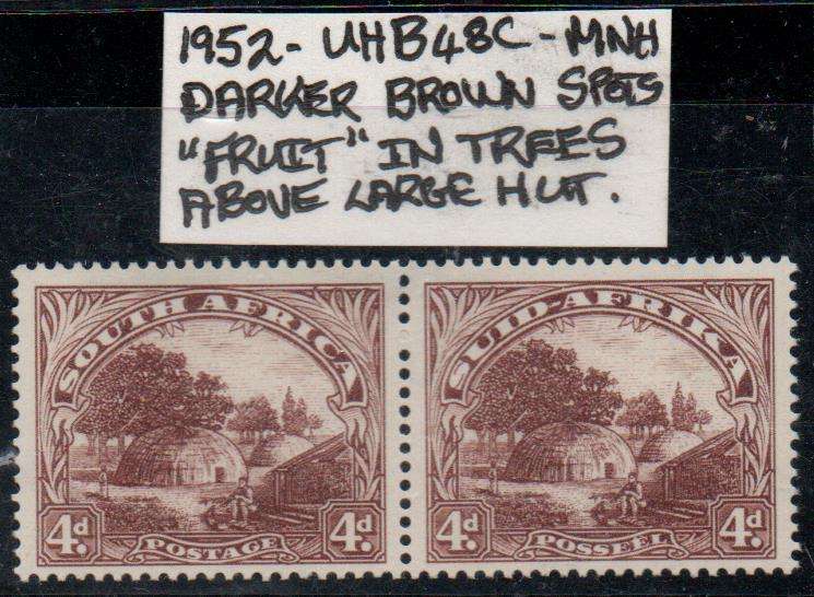 1952 Union Hyphenated & Screened Definitive 4d-pair with variety in MNH-condition