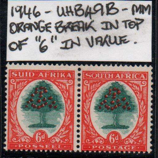 1946 Union Hyphenated Definitive 6d pair with variety in MM-condition