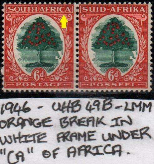 1946 Hyphenated Definitive 6d-pair with variety in LMM-condition