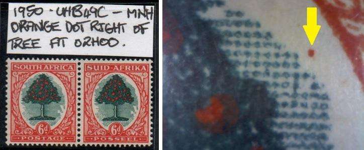 1950 Union Hyphenated & Screened Definitive 6d-pair with variety in MNH-condition