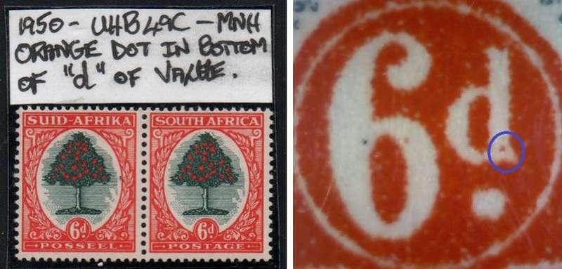 1950 Union Hyphenated & Screened Definitive 6d-pair with variety in MNH-condition