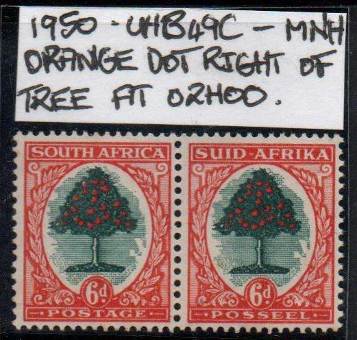 1950 Union Hyphenated & Screened Definitive 6d-pair with variety in MNH-condition
