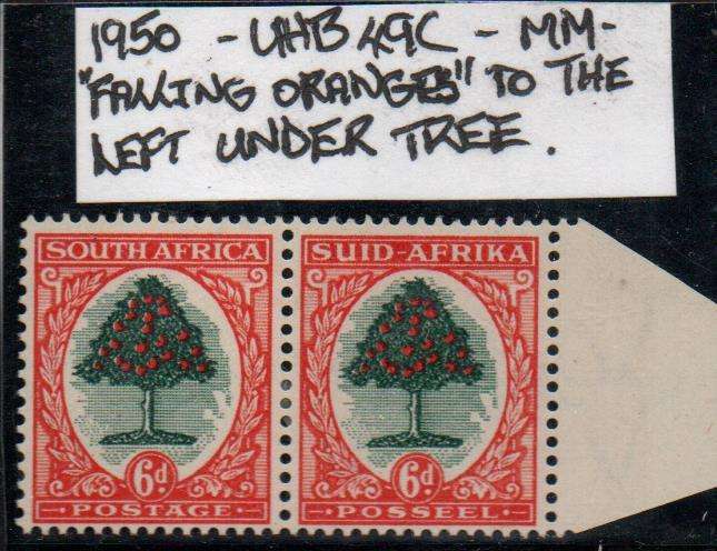 1950 Union Hyphenated & Screened Definitive 6d pair with variety in MM-condition
