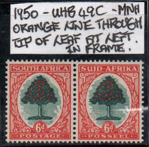 1950 Union Hyphenated & Screened Definitive 6d-pair with variety in MNH-condition