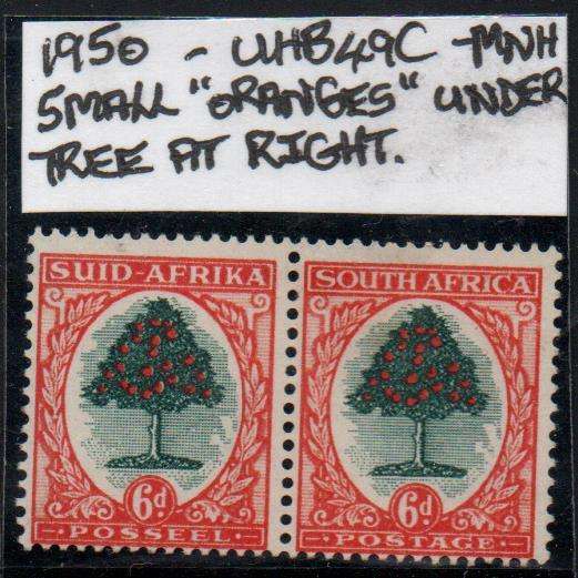 1950 Union Hyphenated & Screened Definitive 6d-pair with variety in MNH-condition