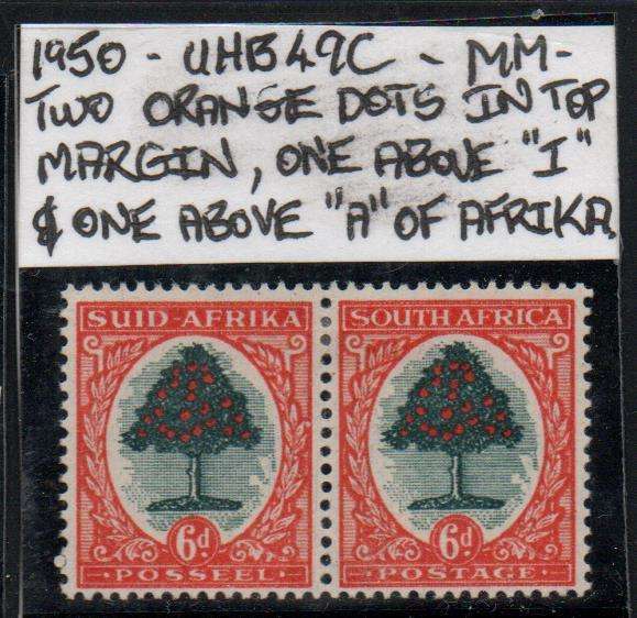 1950 Union Hyphenated & Screened Definitive 6d pair with variety in MM-condition
