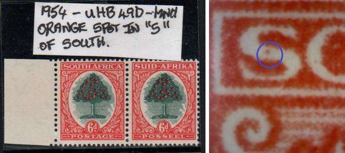 1954 Union Hyphenated & Screened Definitive 6d-pair with variety in MNH-condition
