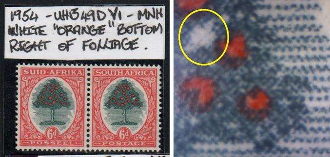 1954 Union Hyphenated & Screened Definitive 6d-pair with listed variety in MNH-condition