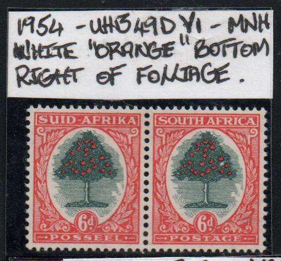 1954 Union Hyphenated & Screened Definitive 6d-pair with listed variety in MNH-condition