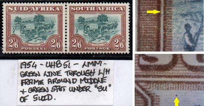 1954 Hyphenated & Screened Definitive 2s 6d-pair with varieties in LMM-condition