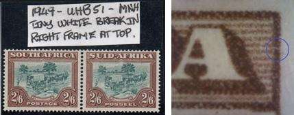 1949 Union Hyphenated & Screened Definitive 2s 6d pair with variety in MNH-condition