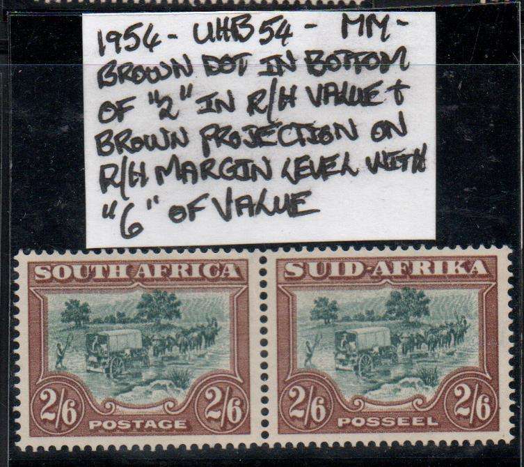 1954 Union Hyphenated & Screened Definitive 2s 6d-pair with variety in MM-condition