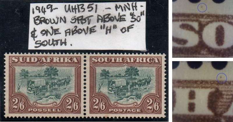 1949 Union Hyphenated & Screened Definitive 2s 6d pair with varieties in MNH-condition