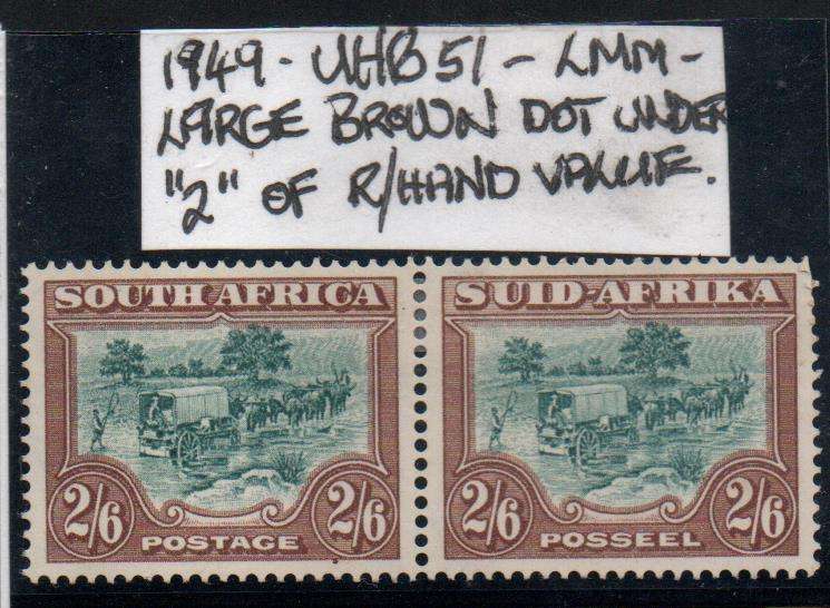 1949 Union Hyphenated & Screened Definitive 2s 6d pair with variety in LMM-condition