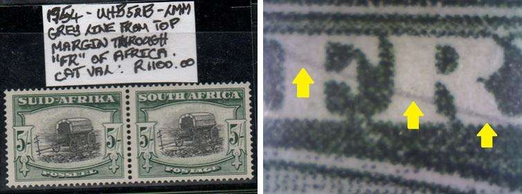 1954 Union Hyphenated & Screened Definitive 5s-pair with variety in LMM-condition