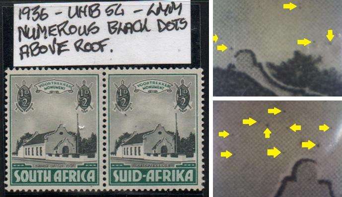 1936 Union Voortrekker Commemorative 1/2d-pair with scarce variety in LMM-condition