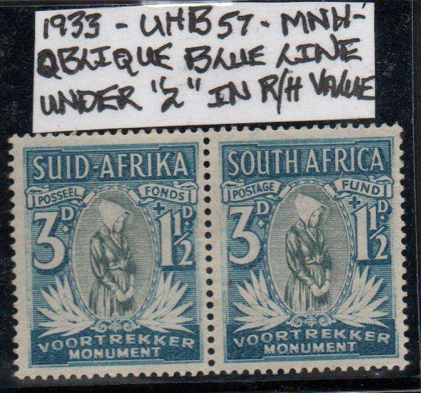 1933 Union Voortrekker Commemorative 3d-pair with scarce variety in MNH-condition