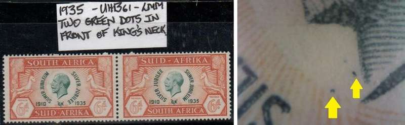1935 Union KGV SJ Commemorative 6d-pair with scarce variety in LMM-condition