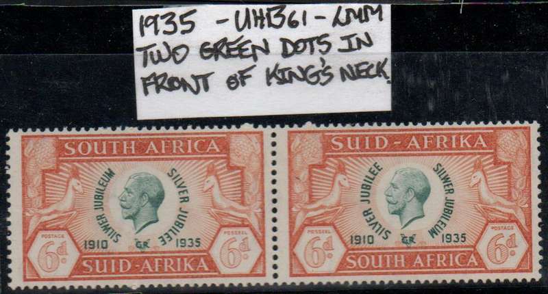 1935 Union KGV SJ Commemorative 6d-pair with scarce variety in LMM-condition