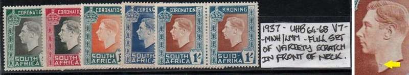 1937 Union KGVI Coronation full set of 5 pairs with listed variety in MNH/LMM-condition