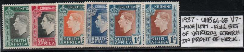 1937 Union KGVI Coronation full set of 5 pairs with listed variety in MNH/LMM-condition
