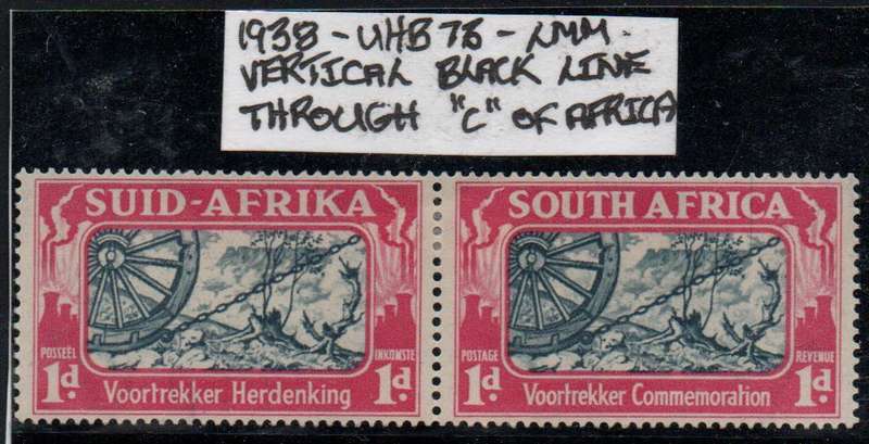 1938 Union Voortrekker Commemorative 1d-pair with scarce variety in LMM-condition