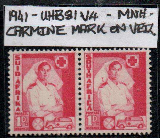 1941 Union Large War Commemorative 1d-pair with listed variety in MNH-condition