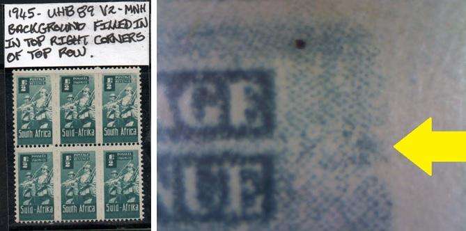 1945 Union Small War Commemorative 1/2d-block with scarce listed variety in MNH-condition