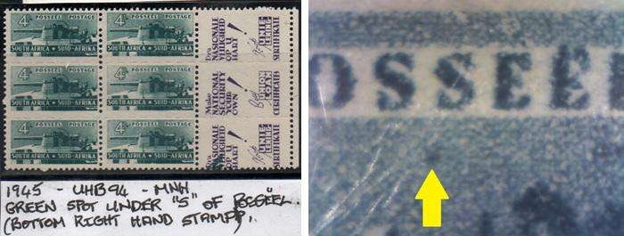 1945 Union Small War Commemorative 4d-block with scarce variety in MNH-condition