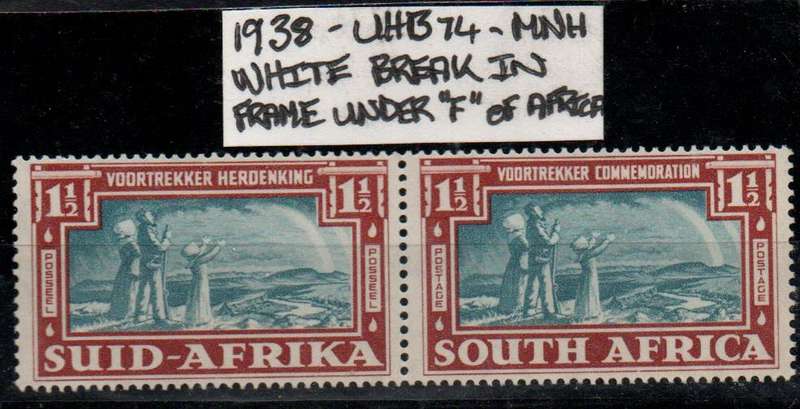1938 Union Voortrekker Commemorative 1 1/2d-pair with scarce variety in MNH-condition