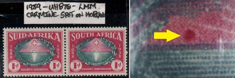 1939 Union Huguenot Commemorative 1d-pair with scarce variety in LMM-condition