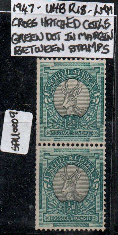 1947 Union Hyphenated & Screened Definitive Coil 1/2d-pair with variety in LMM-condition