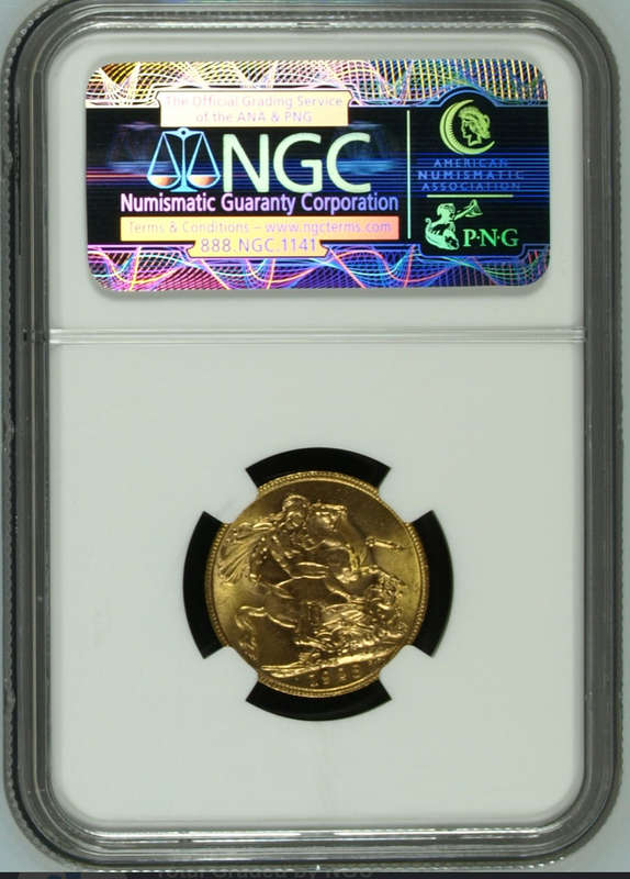 1928 sovereign NGC MS65. Gem Unc
