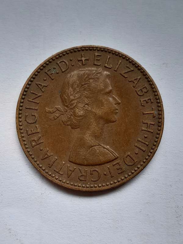 UK Half Penny - Five Coins - 1929, 1950, 1954, 1958 and 1960.