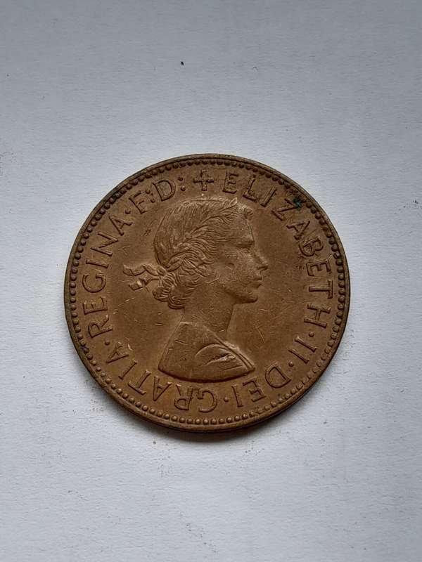 UK Half Penny - Five Coins - 1929, 1950, 1954, 1958 and 1960.