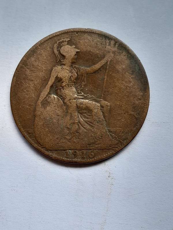 UK One Penny  - Ten Coins - 1907, 1910, 1913, 1913, 1916, 1919, 1920, 1929, 1936 and 1944.