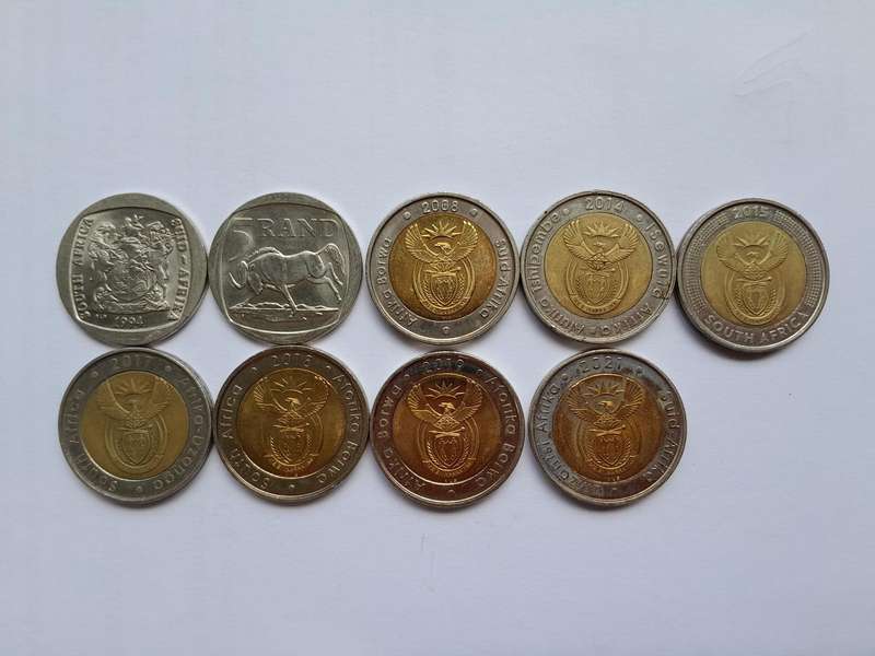 RSA Commemorative R5 Coin - 9 Coins including Smiley Mandela