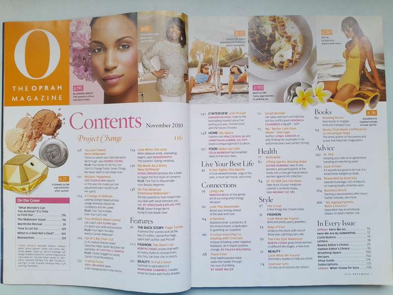 O THE OPRAH MAGAZINE SOUTH AFRICA - NOVEMBER 2010.