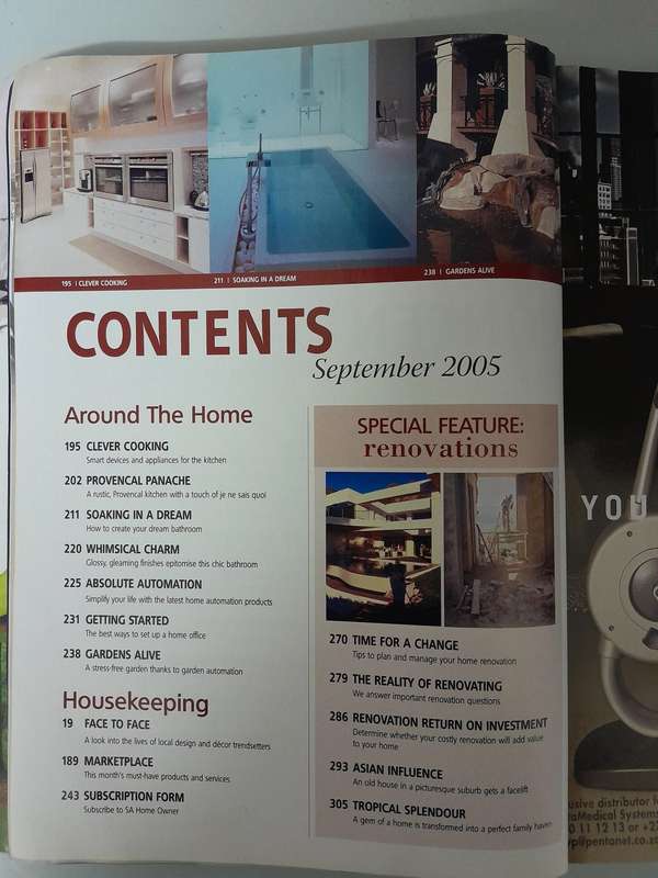 SOUTH AFRICAN HOME OWNER - SEPT 2005 - Special Feature RENOVATIONS.