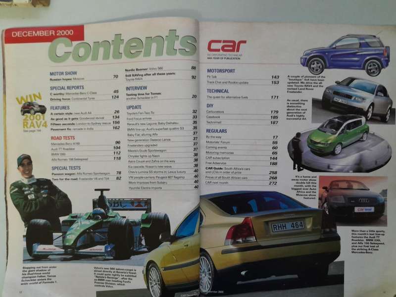 CAR MAGAZINE - December 2000. - A few pictures cut out.