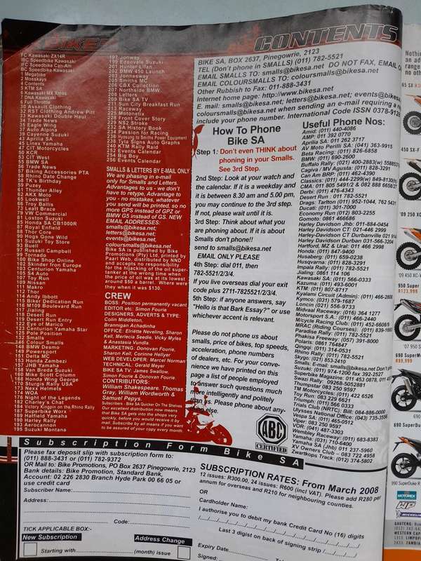 BIKE SA MAGAZINE - December 2008 and December 2009.