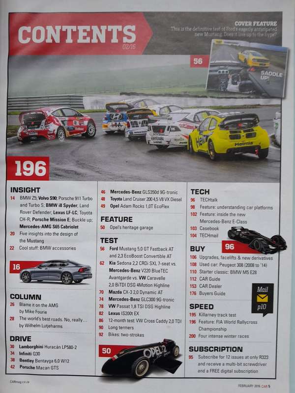 CAR MAGAZINE - FEB 2016, APR 2013, APR 2016, JUN 2016 AND JULY 2016.