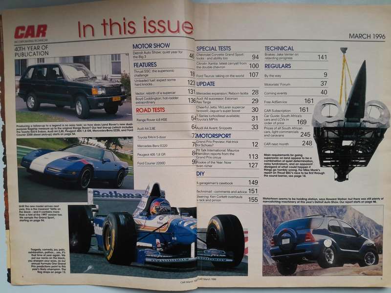 CAR MAGAZINE March 1996, CLASSIC CAR AFRICA August 2019 and CLASSIC CARS November 2024.