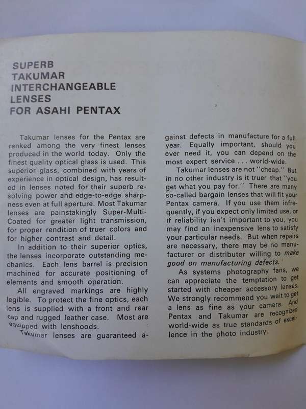 ASAHI PENTAX - Complete System of Photography and SP1000 Camera owners manual.